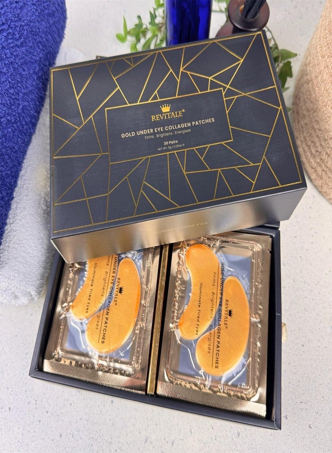 REVITALE 24k Gold Under Eye Collagen Patches, Reduce Puffy Eyes & Dark Circles, Illuminate Tired Eye Masks - Firms, Brightens, Energises (Packets - 30 Pair) - Image 5